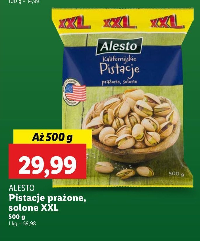 Pistacje kalifornijskie Alesto (Lidl) promocja