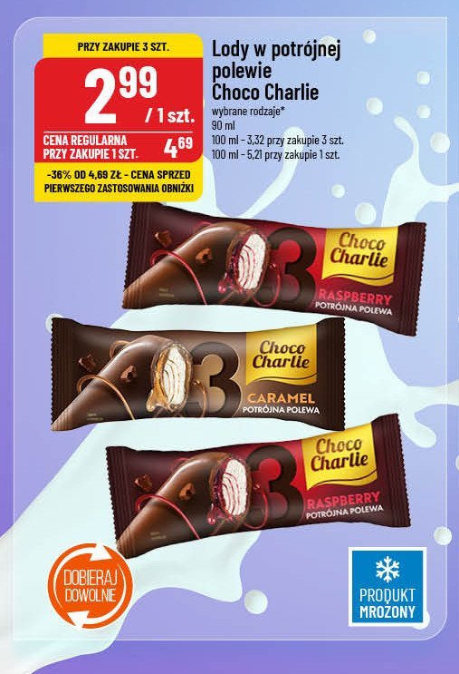 Lód rasberry Choco charlie promocja