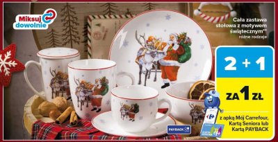 Cała zastawa stołowa z motywem świątecznym różne rodzaje promocja w Carrefour Market