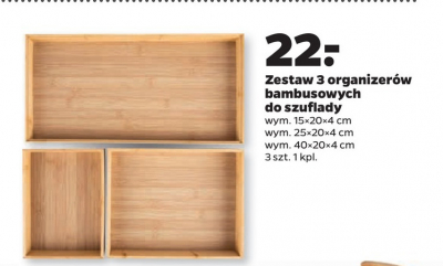Organizer bambusowy do szuflady 15 x 20 x 4 cm + 25 x 20 x 4 cm + 40 x 20 x 4 cm promocja
