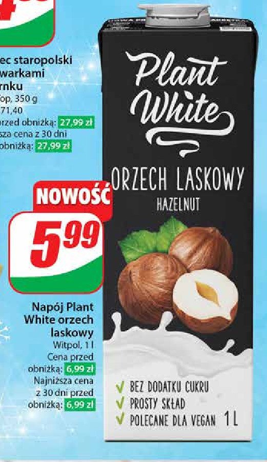 Napój orzech laskowy Plant white promocja