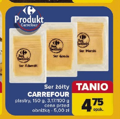 Ser żółty gouda plastry Carrefour promocja