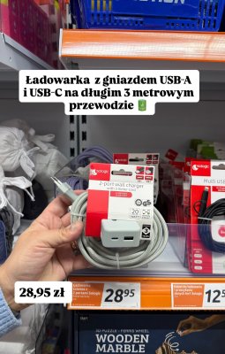 Ładowarka z gniazdem USB-A i USB-C 3 metry promocja w Action