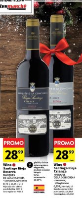 Wino Santiago Rioja Reserva MARQUES DE LA CONCORDIA czerwone, wytrawne promocja w Intermarche