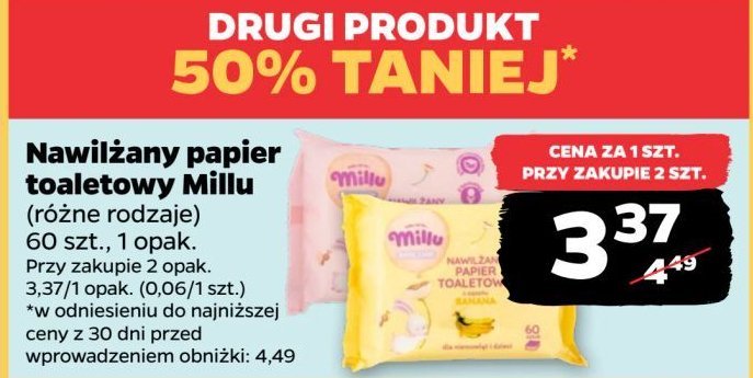 Papier toaletowy nawilżany banana Millu promocja