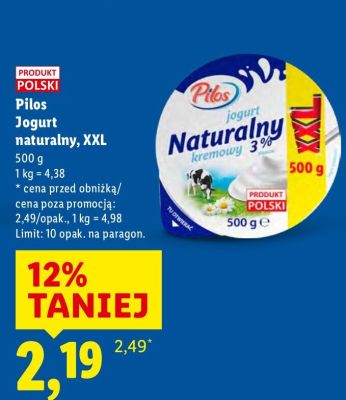 Jogurt Pilos Jogurt naturalny, XXL promocja w Lidl