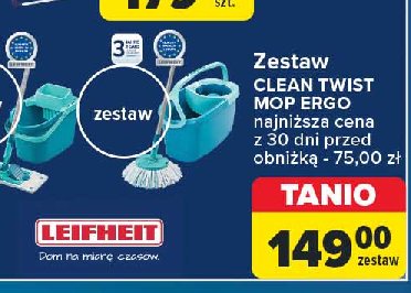 Mop clean twist ergo Leifheit promocja w Carrefour