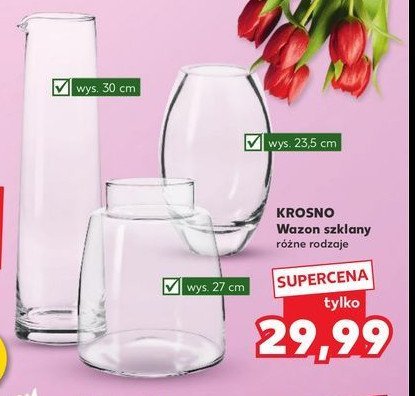 Wazon szklany 30 cm Krosno s.a. promocja w Kaufland