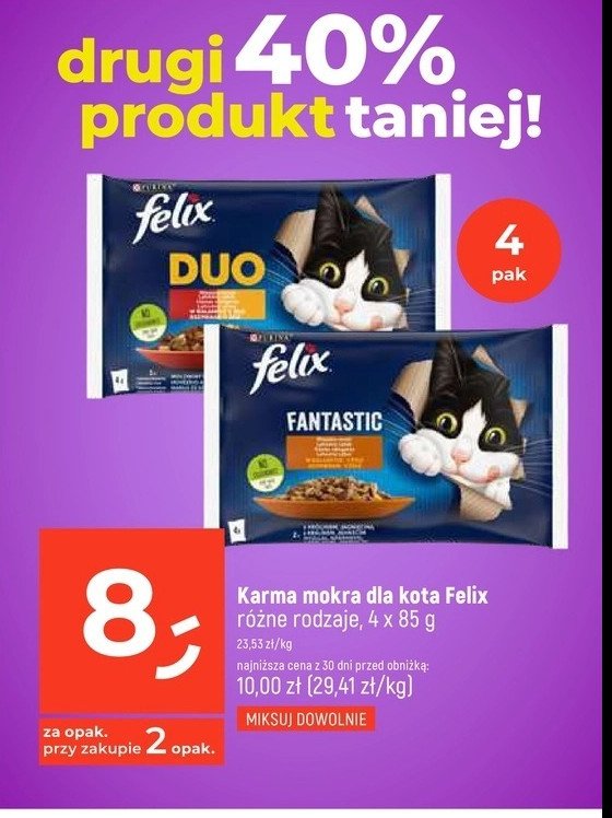 Karma dla kota wołowina i kurczak PURINA FELIX DUO promocja