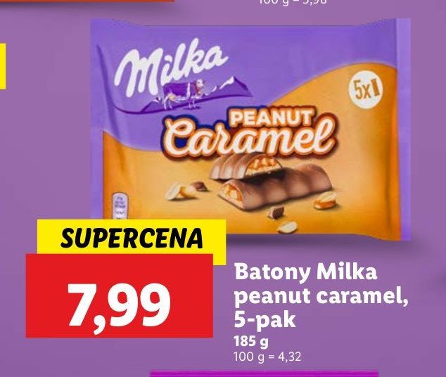Batoniki Milka peanut & caramel promocja w Lidl