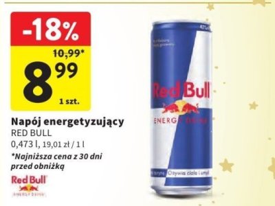 Napój energetyczny RED BULL 0,473 l, 19,01 zł / 1 l promocja w Intermarche