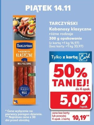 Kabanosy klasyczne różne rodzaje 300 g promocja w Kaufland