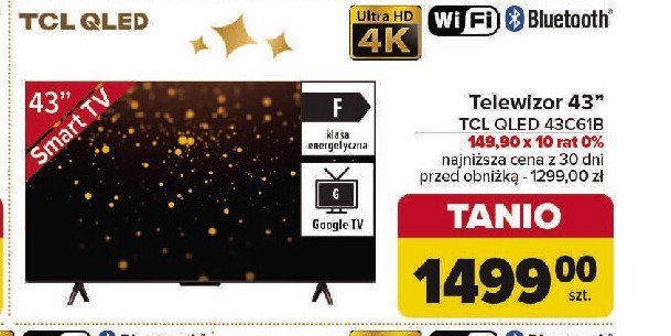 Telewizor qled 43c61b Tcl promocja w Carrefour