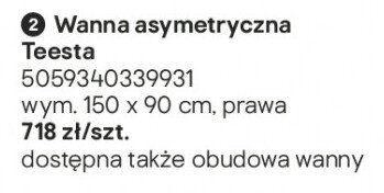 Wanna asymetryczna Teesta prawa promocja w Castorama