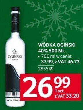 Wódka Ogiński 40% 500 ml promocja w Selgros
