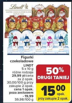 Figurki czekoladowe LINDT 5 x 10 g promocja w Carrefour
