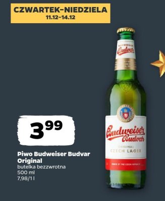 Piwo Budweiser Budvar Original butelka bezczwrotna promocja w Netto