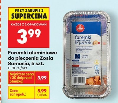 Foremki aluminiowe do pieczenia Zosia Samosta, 5 szt. promocja w Biedronka
