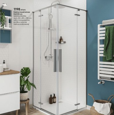 Kabina kwadratowa Ezili 80 cm promocja w Castorama