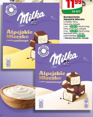 Bombonierka Alpejskie Mleczko o smaku waniliowym promocja w Dino