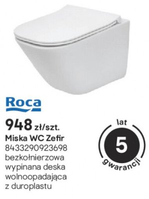 Miska WC Zefir Roca bezkołnierzowa wypinana deska wolnoopadająca z duroplastu promocja w Castorama