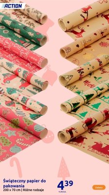 Świąteczny papier do pakowania różne rodzaje promocja w Action