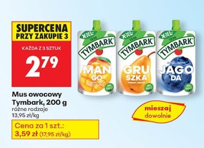 Mus owocowy Tymbark, 200 g różne rodzaje promocja w Biedronka