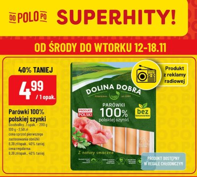 Parówki 100% polskiej szynki Goodvalley promocja w POLOmarket