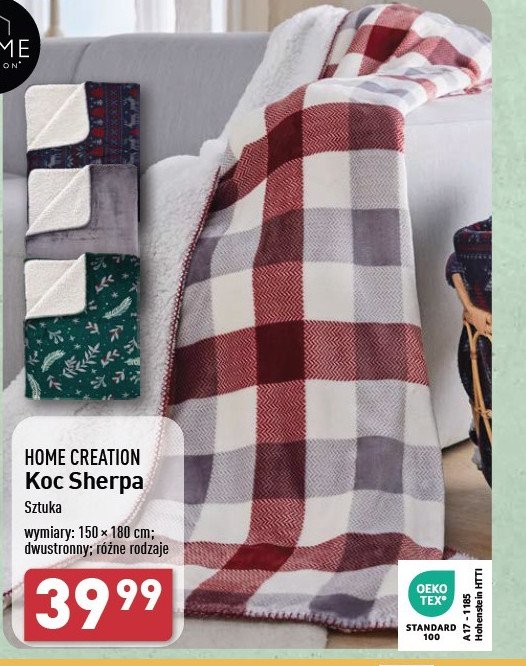 Koc sherpa 150 x 180 cm Home creation promocja w Aldi