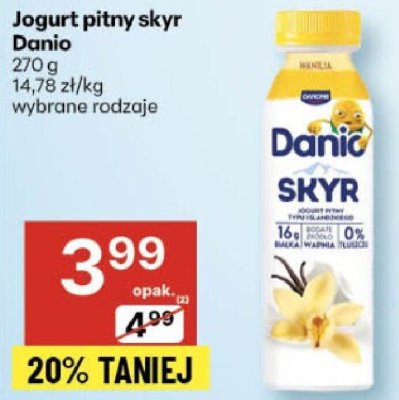 Jogurt pitny skyr Danio wybrane rodzaje promocja w Delikatesy Centrum