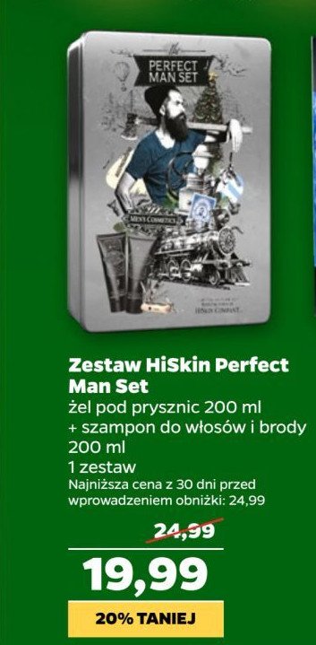 Zestaw w puszce: żel pod prysznic 200 ml + szampon do włosów i brody 200 ml HISKIN ZESTAW promocja w Netto