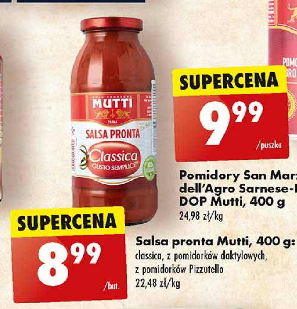 Sos salsa z pomidorów pizzutello Mutti promocja