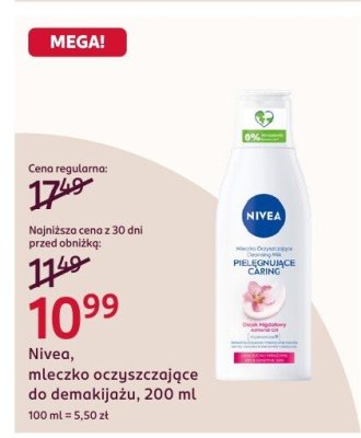 Mleczko oczyszczające do demakijażu Nivea, 200 ml promocja w Rossmann