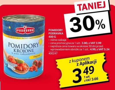 Pomidory krojone Podravka 400 g promocja w Selgros