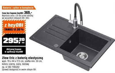 Zlew Eric z baterią elastyczną promocja w OBI