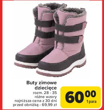 Buty zimowe dziecięce promocja w Carrefour