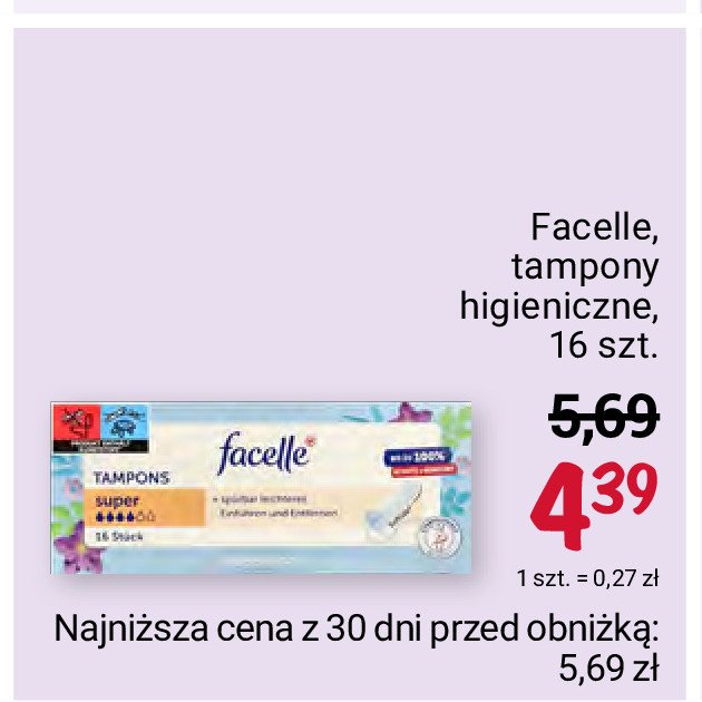 Tampony super plus Facelle promocja