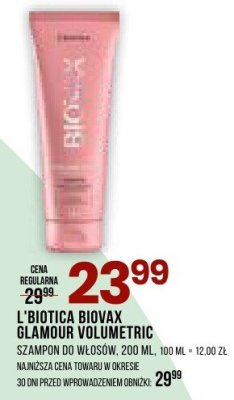 Szampon L'BIOTICA RIDWAX GLAMOUR VOLUMETRIC do włosów, 200 ml promocja w Drogerie Natura