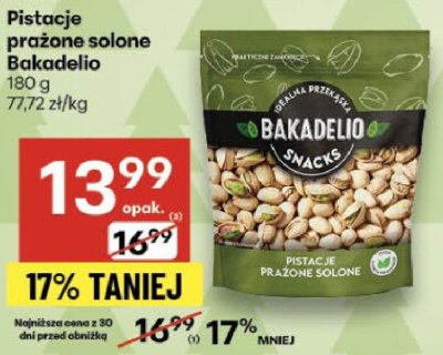 Pistacje prażone solone Bakadelio promocja w Delikatesy Centrum
