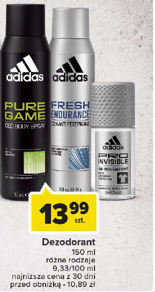 Dezodorant Adidas men fresh enduranc promocja w Carrefour