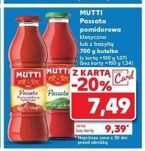 Passata pomidorowa z bazylią Mutti promocja