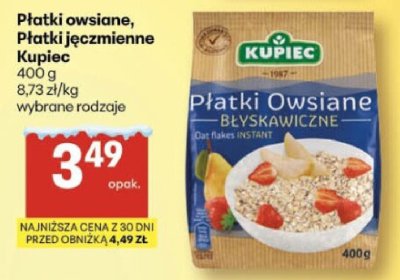 Płatki owsiane, Płatki jęczmienne Kupiec, wybrane rodzaje promocja w Delikatesy Centrum