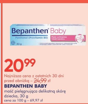 Maść BEPANTHEN BABY maść pielęgnująca delikatną skórę dziecka, 30 g promocja w Super-Pharm