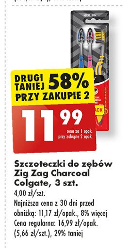 Szczoteczka do zębów charcoal medium Colgate zig zag promocja