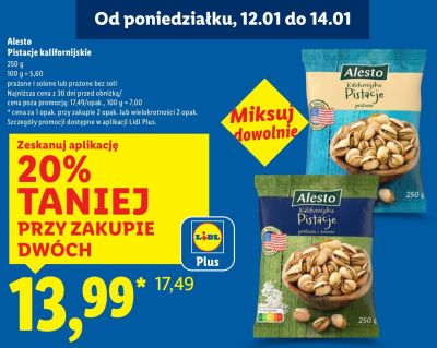 Pistacje kalifornijskie Alesto promocja w Lidl