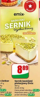 Sernik baskijski pistacjowy Emix promocja w Dino
