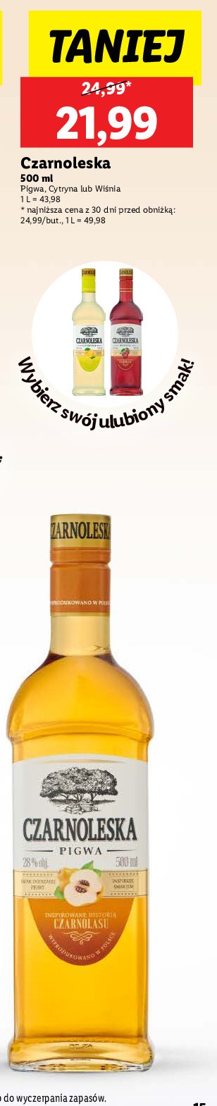 Likier 28% Czarnoleska pigwa promocja w Lidl