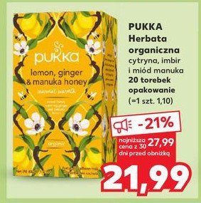 Herbata lemon ginger & manuka honey Pukka promocja