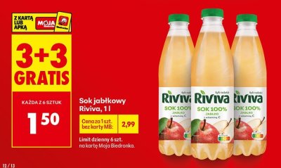 Sok jabłkowy 1 l 3+3 GRATIS promocja w Biedronka