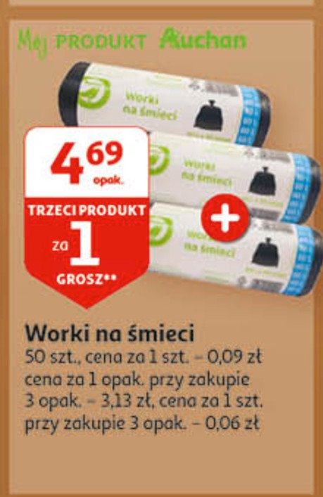 Worki na smieci 60l Auchan promocja